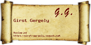 Girst Gergely névjegykártya